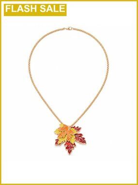 Maple Leaf Pendant Necklace Alloy Fall Thanksgiving Jewelry Gift